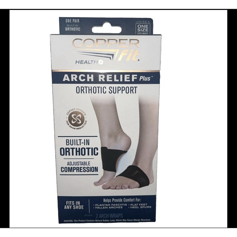 Copper Fit Health Arch Relief‎ Plus Orthotic Support Compression Wraps One Size